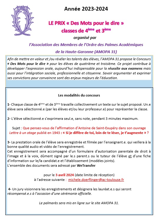 Des mots pour le dire 4 3eme